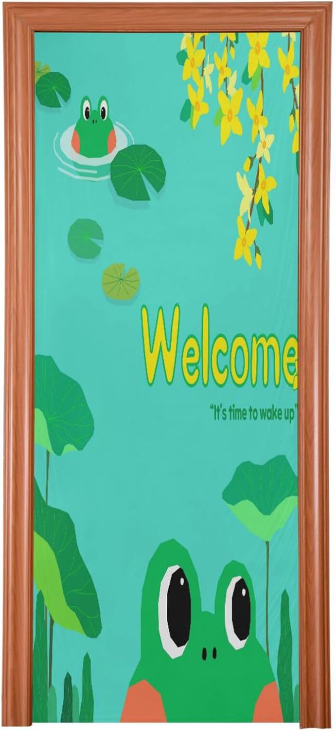 Susiyo Hello Spring Frog Halloween Door Cover 32x79 in