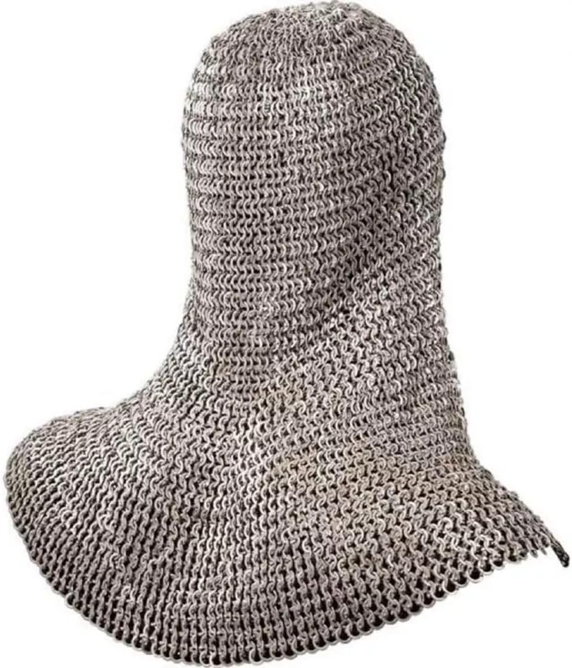 Medieval Aluminum Chainmail Coif Hood 9mm Flat Riveted With Washer