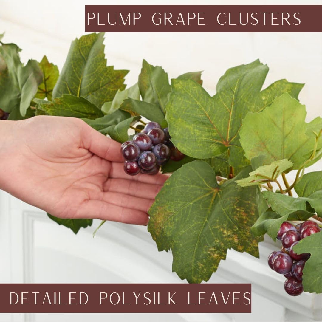 Factory Direct Craft Artificial Tuscan Garland with Grapes - 6 Feet Long