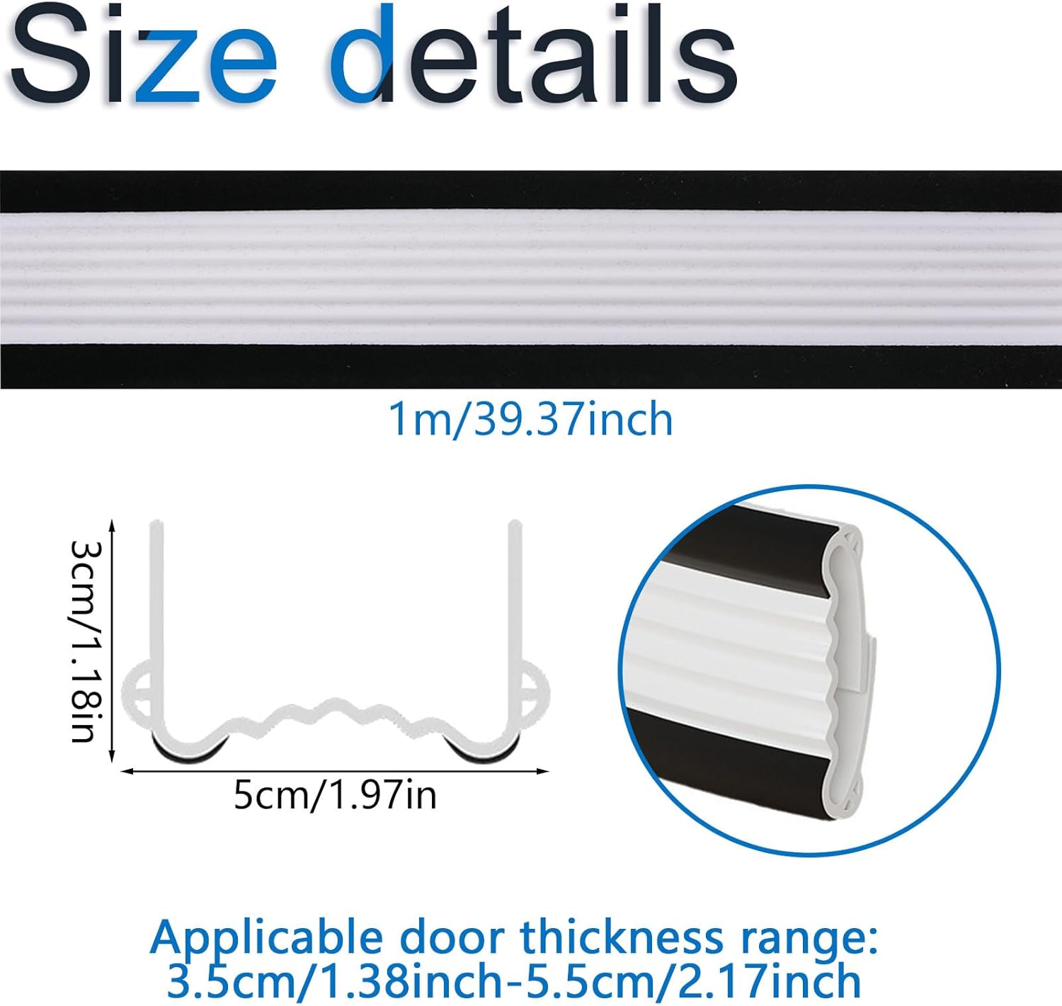 INCREWAY 39 Inch Free Cutting Door Draft Blocker Stopper Insulator Weather Stripping Noise Stopper Strong Adhesive White