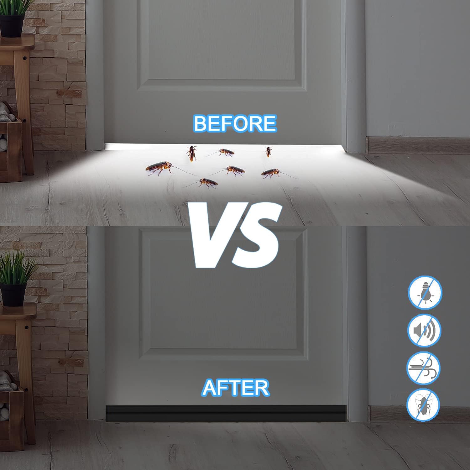 2 pcs Door Draft Stoppers for Bottom of Door Soundproof Door Sealer with Weather Stripping Insulation