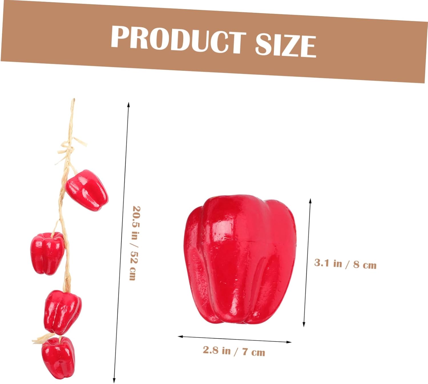 5Pcs Simulation Pepper String Artificial Vegetable Hanging Decor for Farmhouse Style and Photography Props