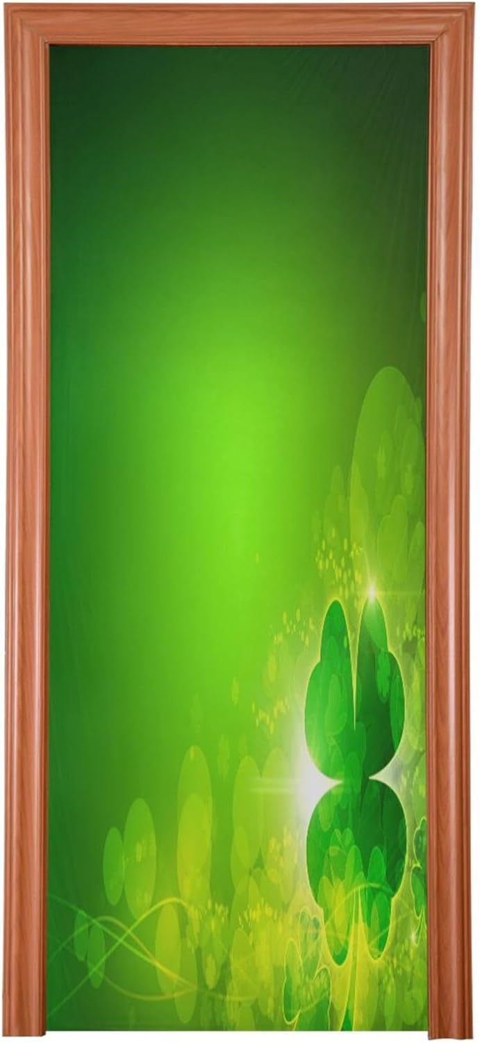 Susiyo Green Clover Leaf Halloween Door Cover 32x79 in