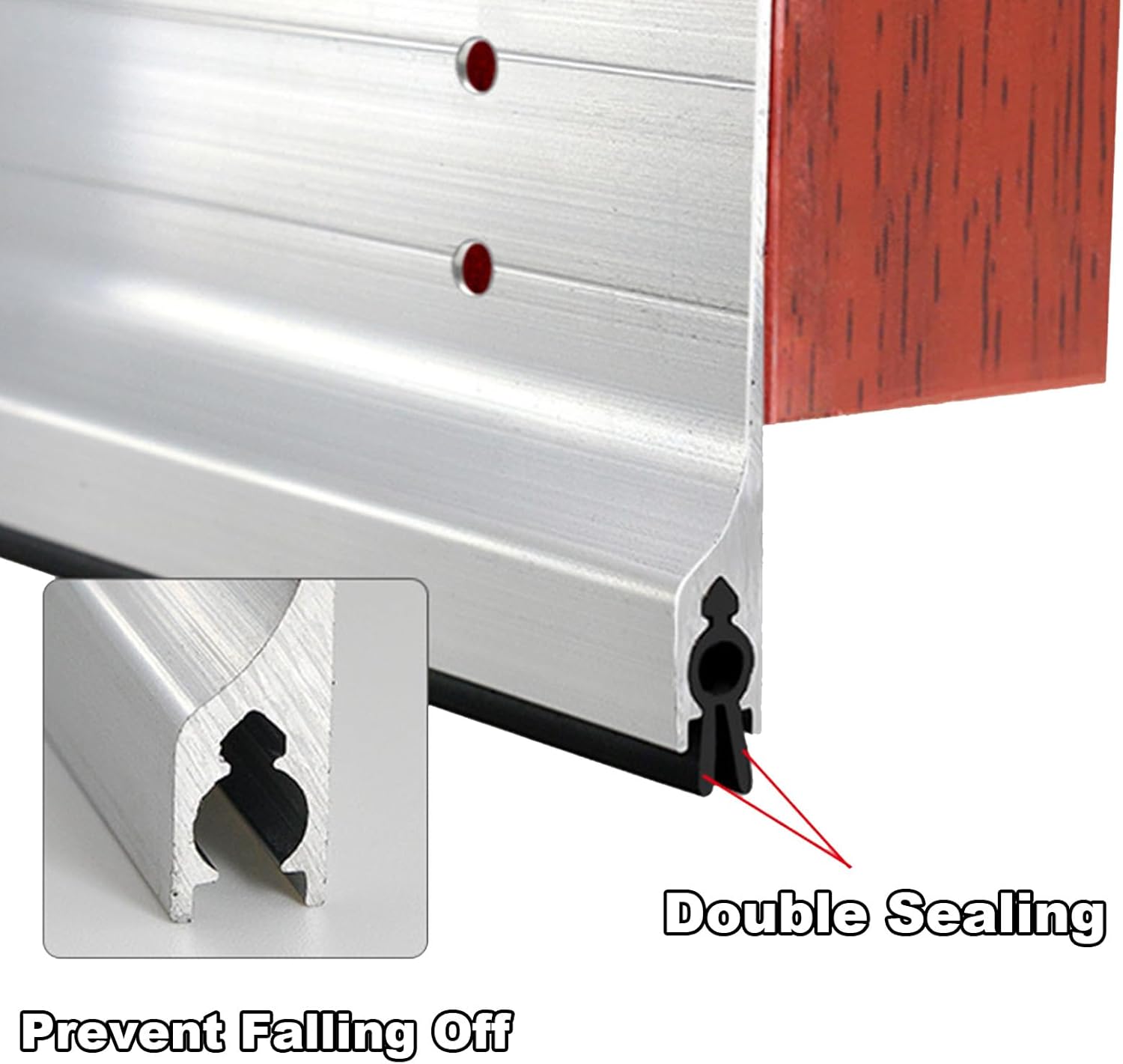 33 Inch Metal Door Seal Strip Noise Proof Draught Excluder Silver Custom Cut Fit