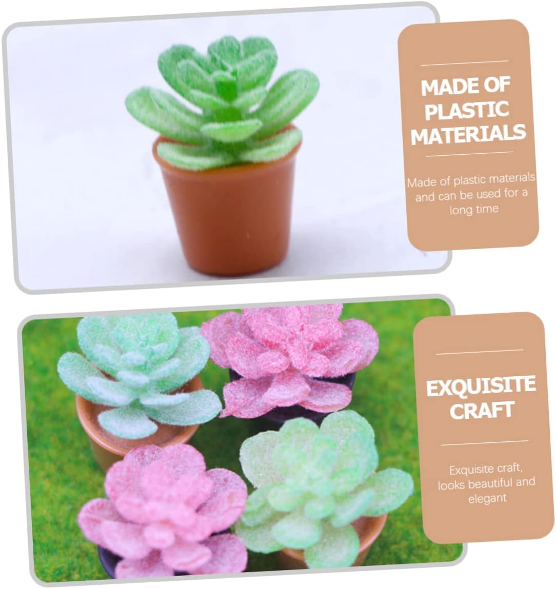 GLEAVI 7Pcs Miniature Succulent Plants Realistic Micro Potted Greenery for Home Desktop and Dollhouse Decor