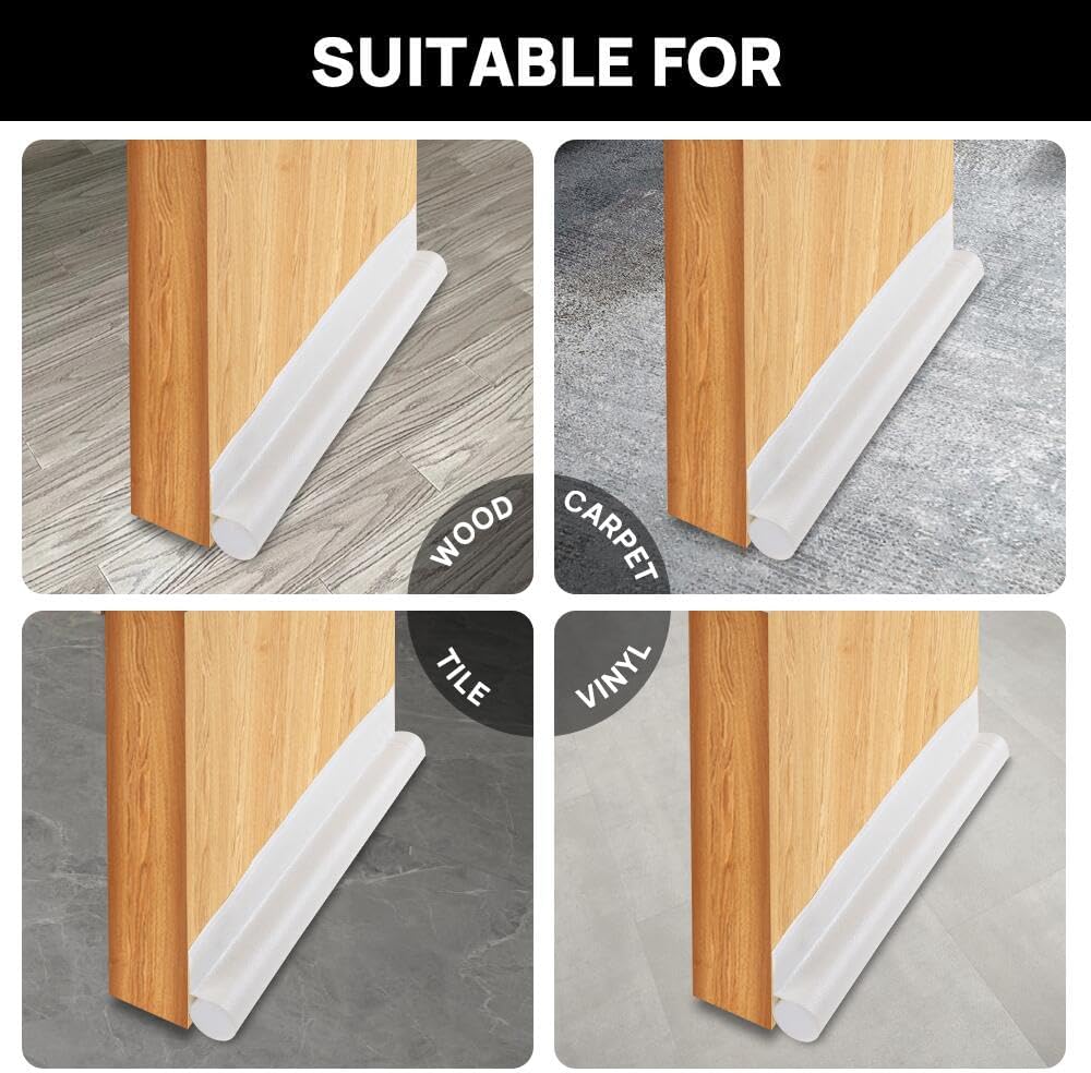 2 Pack Door Draft Stopper - 37 Inch Adjustable Under Door Blocker