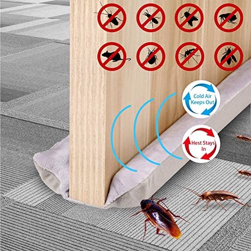 Emoly Under Door Draft Stopper Adjustable Double Noise Blocker