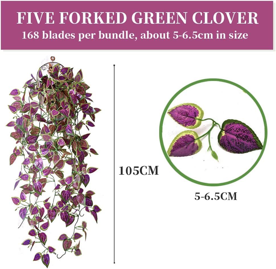 3PCS Perilla Leaves Artificial Hanging Plants for Indoor Outdoor Decor