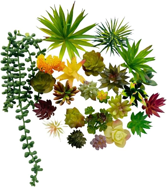 24 Piece Multicolour Artificial Succulent Set