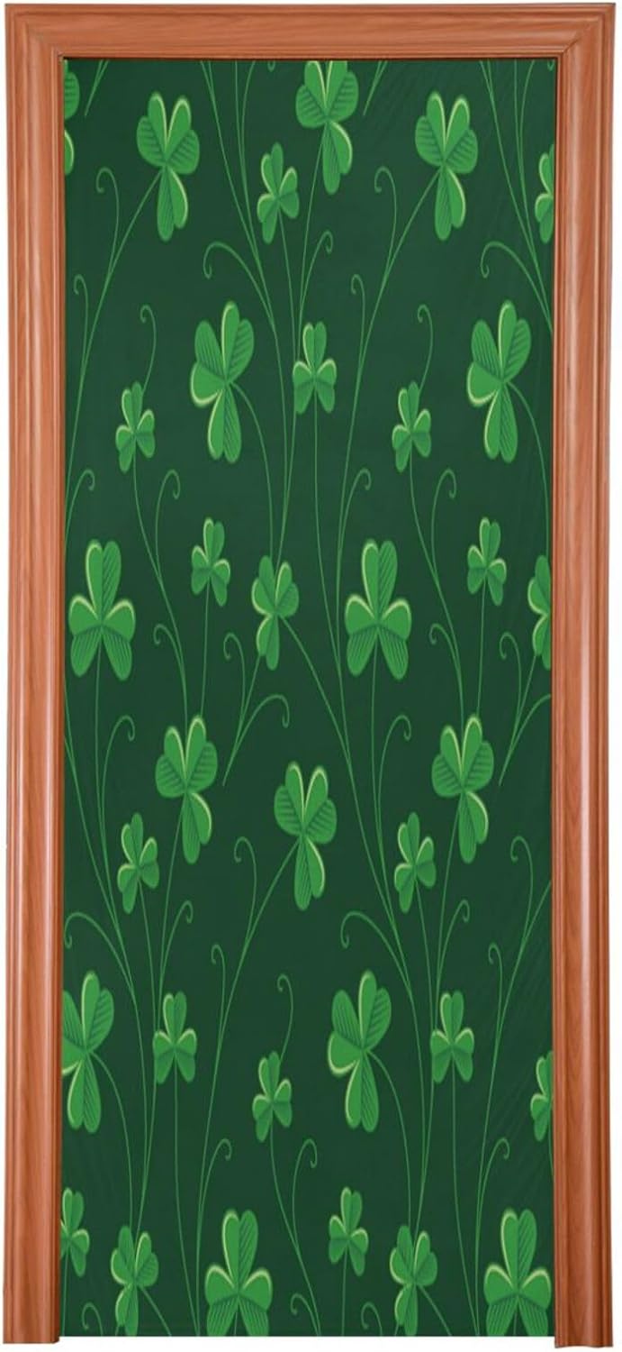 Susiyo Green Clover Halloween Door Cover 32x79in