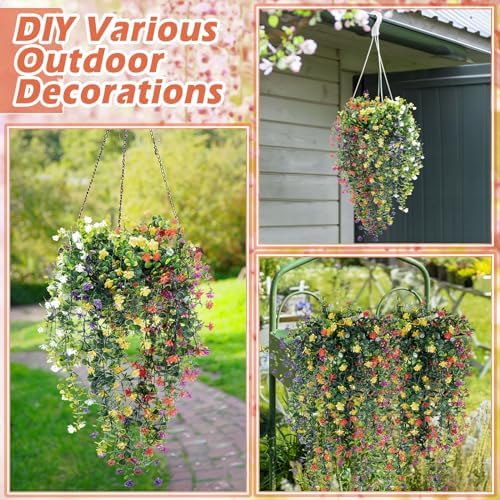 Hotop 6 Pcs Artificial Hanging Plants with Flowers