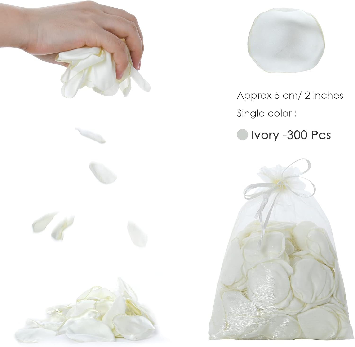 Artificial Ivory White Rose Petals 300pcs Reusable Silk Petals for Wedding Decor