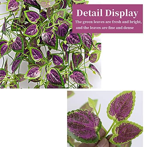 3PCS Perilla Leaves Artificial Hanging Plants for Indoor Outdoor Decor