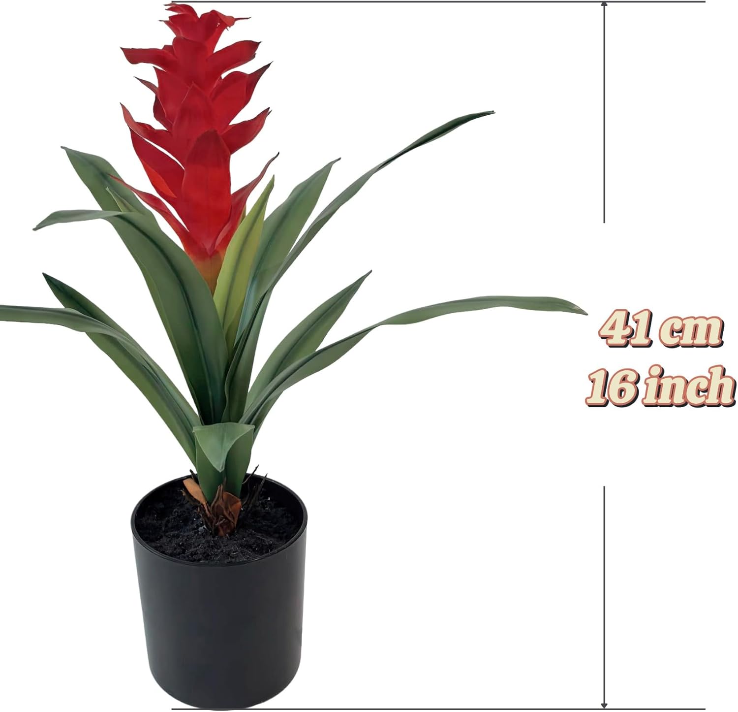 16 Inch Artificial Bromeliad Plant Red