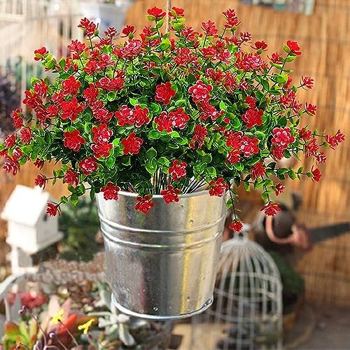6 Bundles Artificial Flowers for Outdoor Decoration