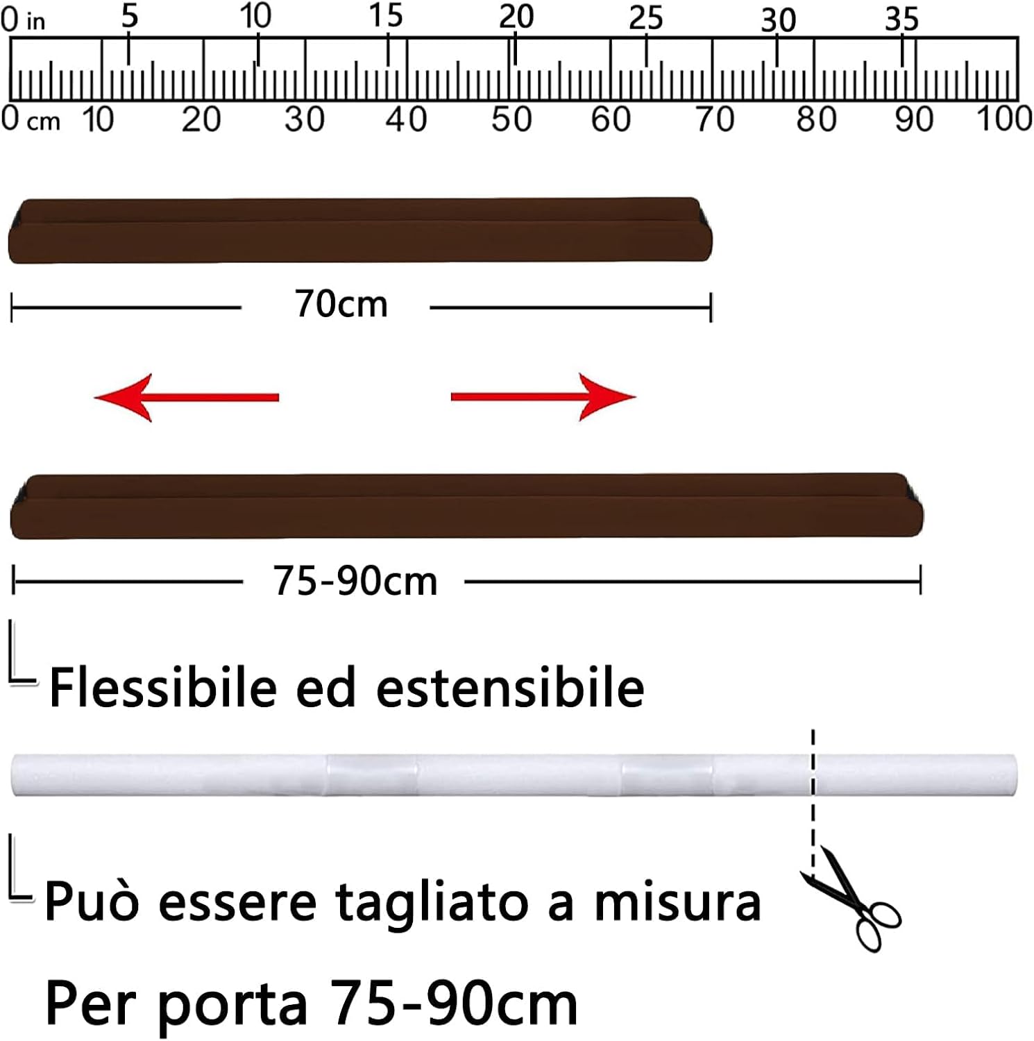 BKSAI Door Draft Stopper 29-35 Inches Brown