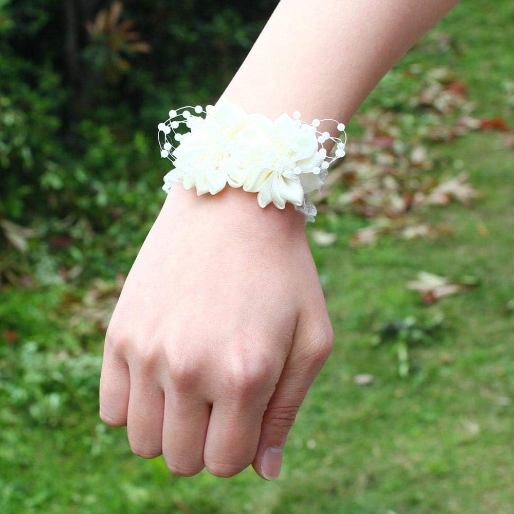 Pearl Wrist Corsage Artificial Flowers 8pcs Ivory 7cm Diameter