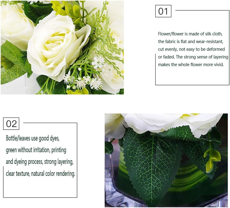 Artificial Flowers in Glass Vase Mini Potted Plant for Home Wedding Decor