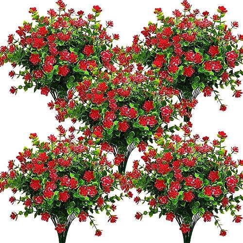 6 Bundles Artificial Flowers for Outdoor Decoration