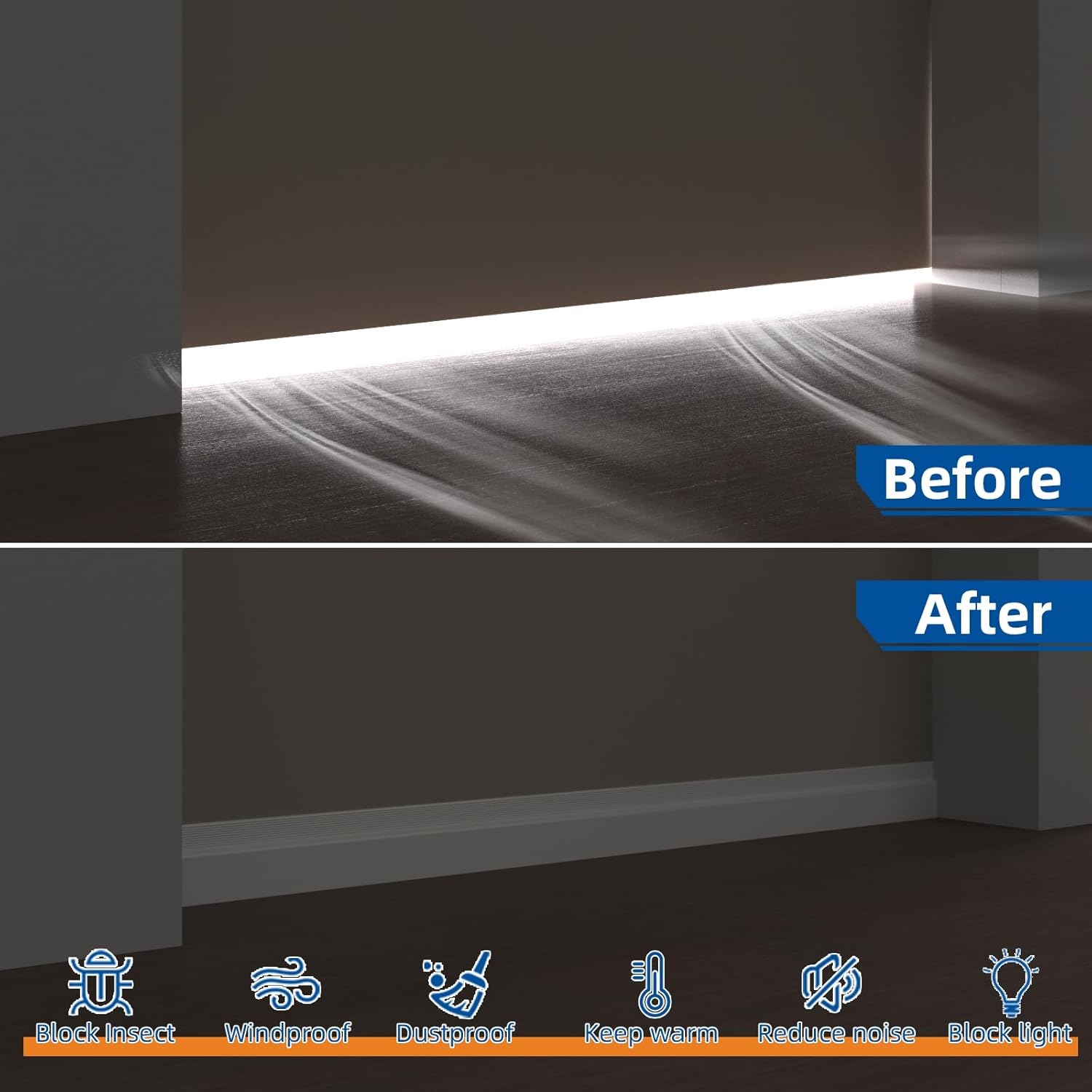 78 Inch Door Draft Stopper with Strong Adhesive