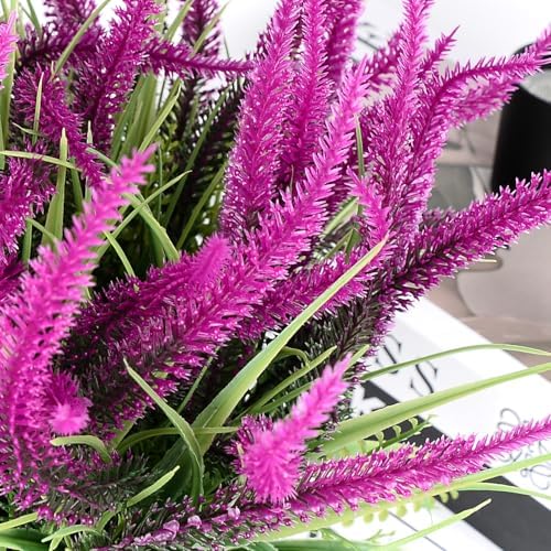 SAREAL Artificial Plants - 10 Bundles Faux Bead Grass Greenery UV Resistant Weatherproof Red