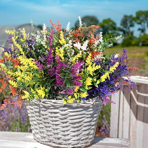 20 Bundles UV Resistant Artificial Lavender for Outdoor Decor