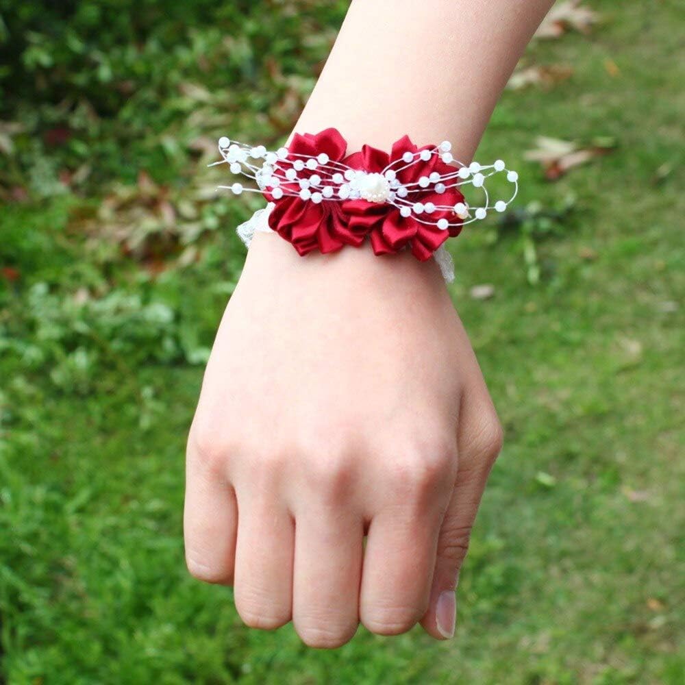 Pearl Wrist Corsage Artificial Flowers 8pcs Ivory 7cm Diameter