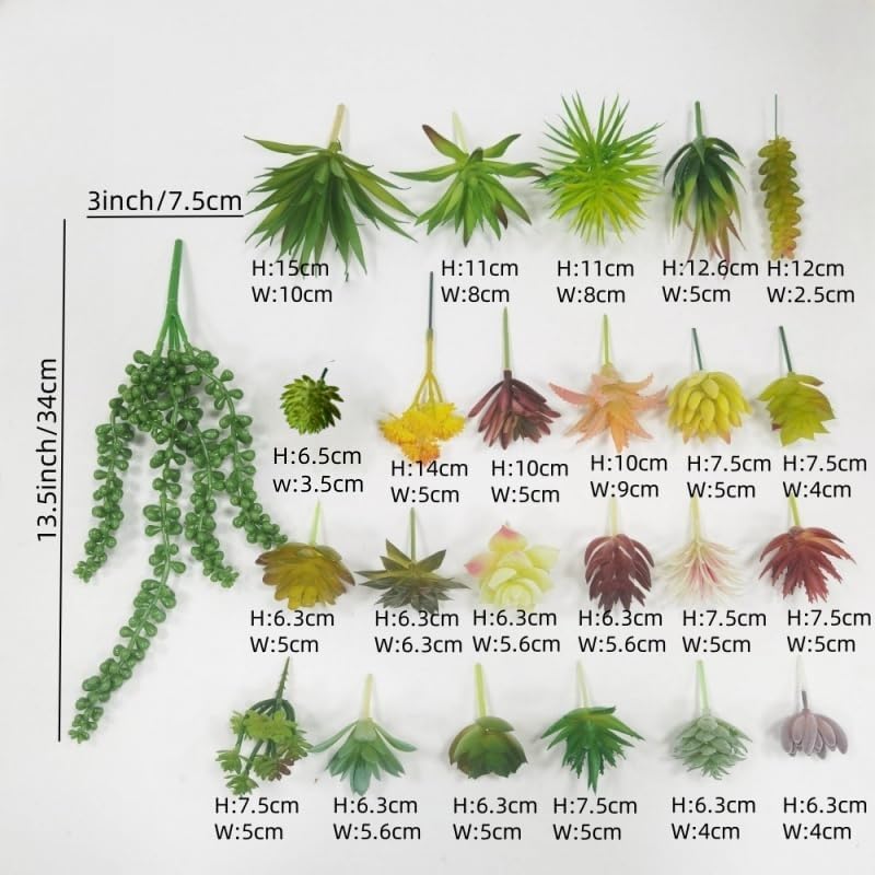 24 Piece Multicolour Artificial Succulent Set