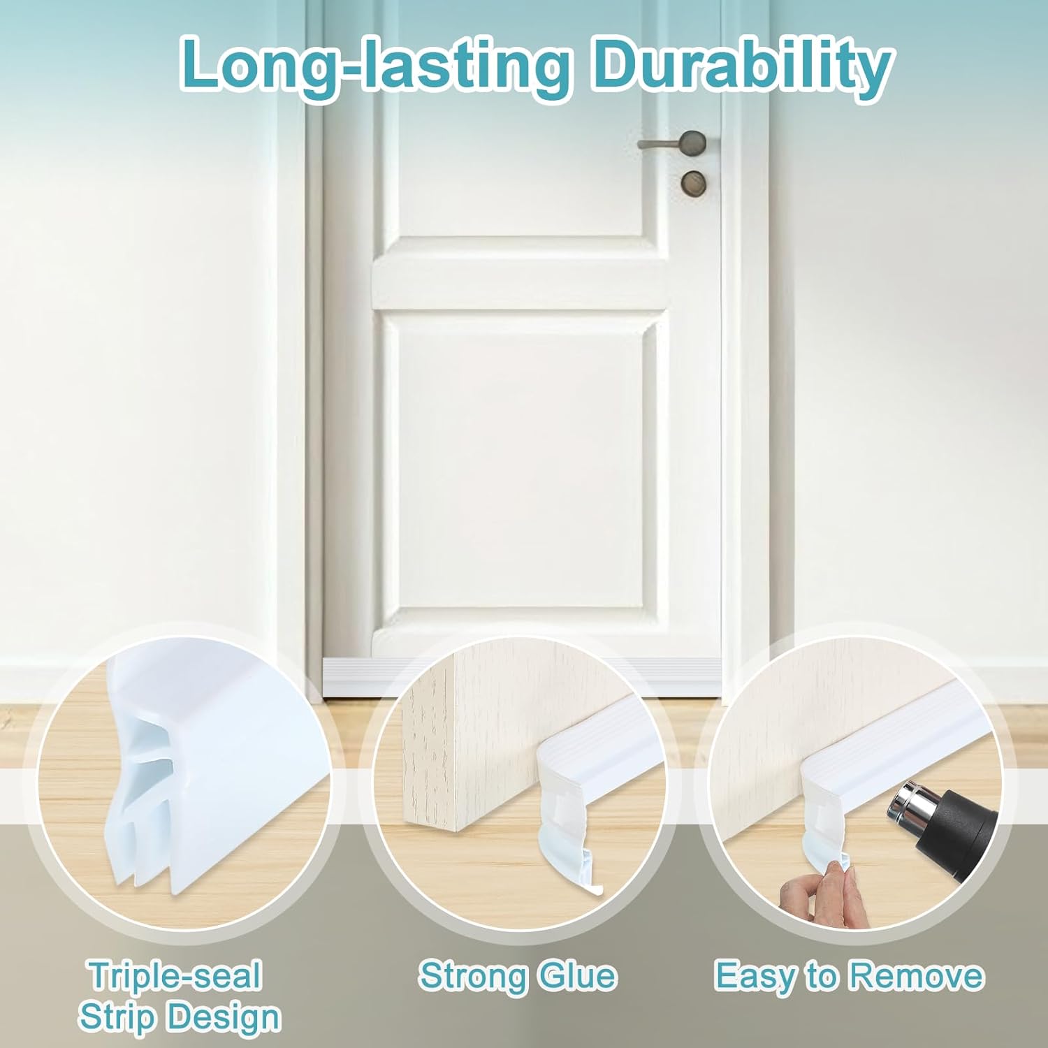 Uxcell Door Draft Stopper Weather Stripping Seal for Gaps White