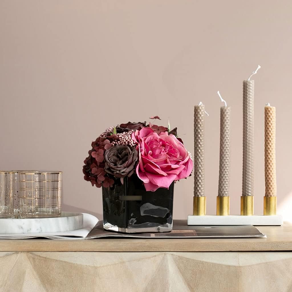 Artificial Rose Flower with Glass Vase for Home Decor