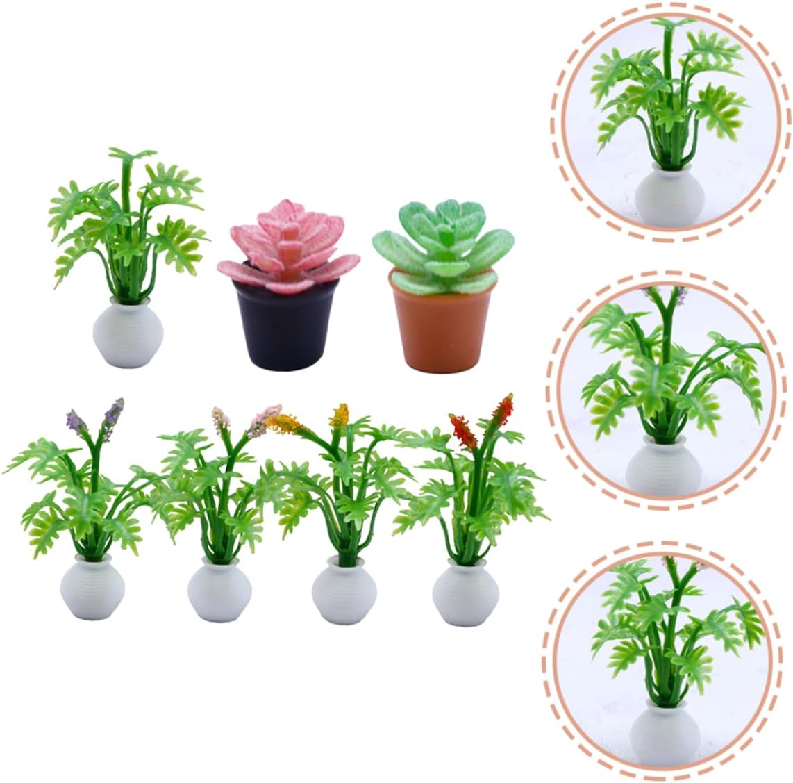 7Pcs Miniature Plants Realistic Bonsai Decor for Dollhouse and Mini Garden