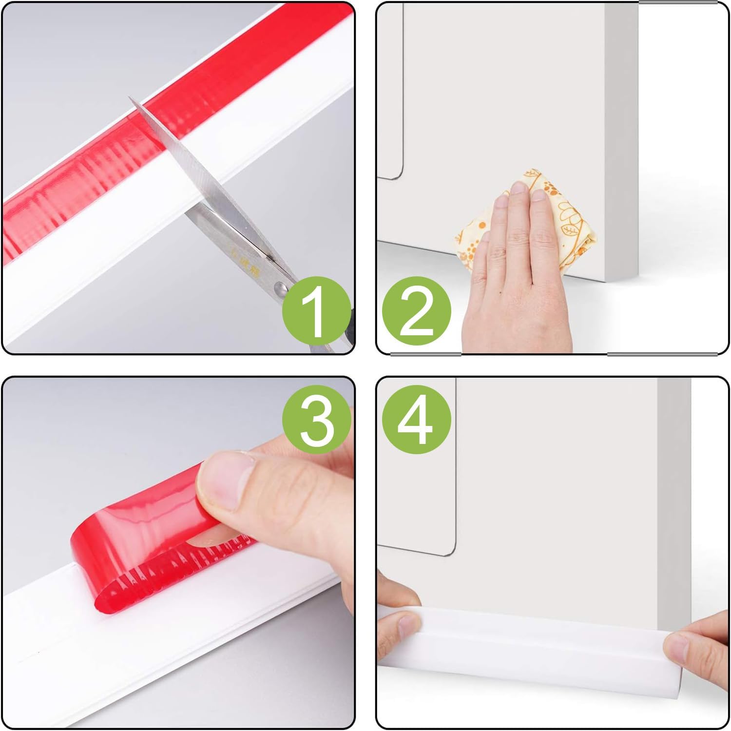 2PCS White Door Draft Blocker with Strong Adhesive