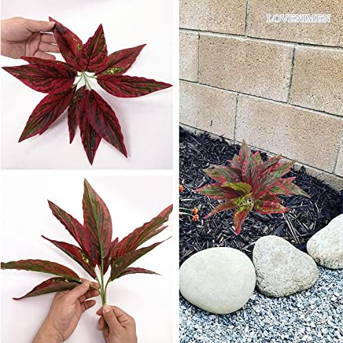 Artificial Magnolia Plants 3 Pack Wine Red for Home and Garden