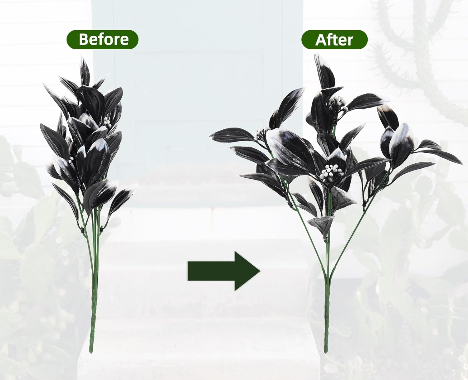 RECUTMS 10 Packs 134 In Black Artificial Shrubs
