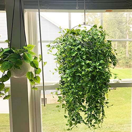 CLONG 2pcs Artificial Hanging Plants 32-in Fake Ivy Vine Outdoor UV Resistant Decor