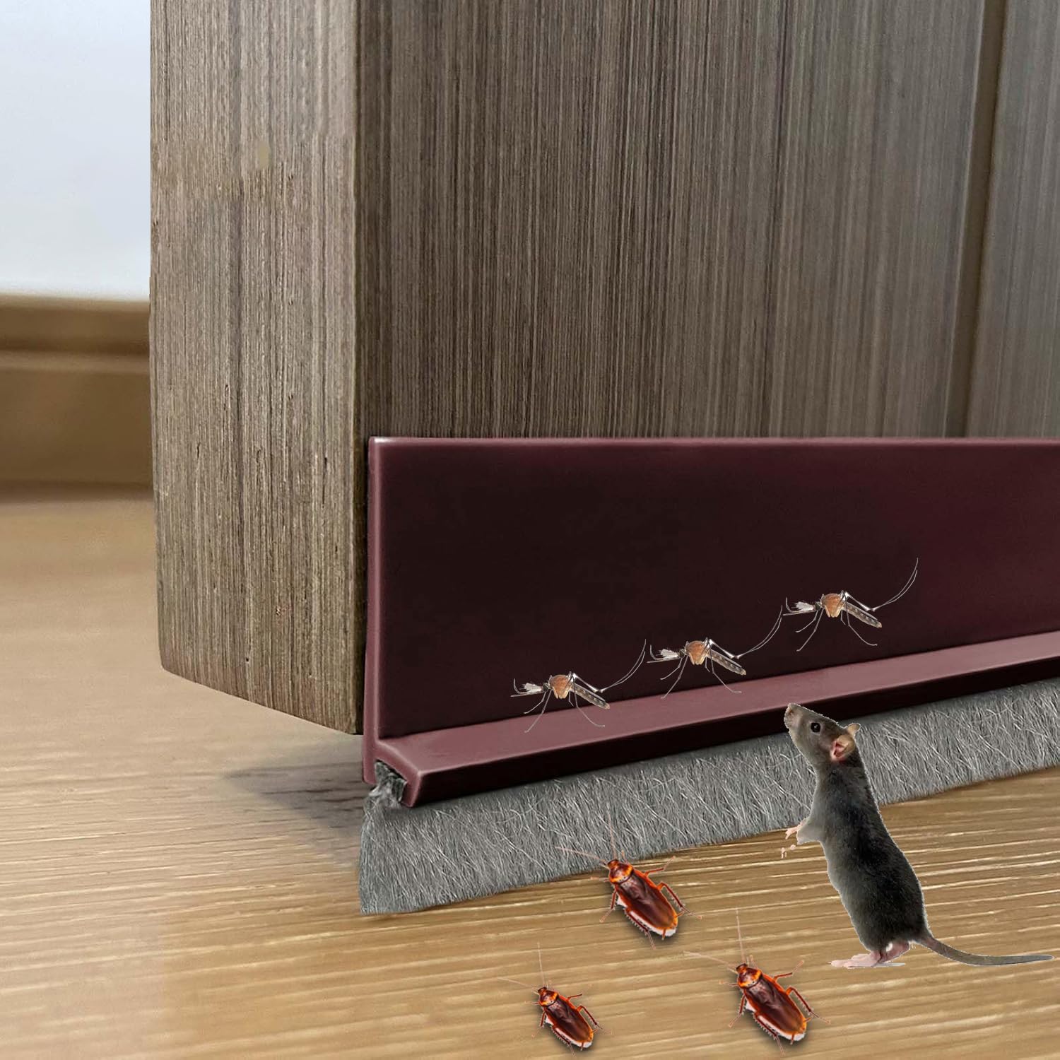 Dinglian Door Sweep Brush Draft Stopper 2 W x 39 L Brown