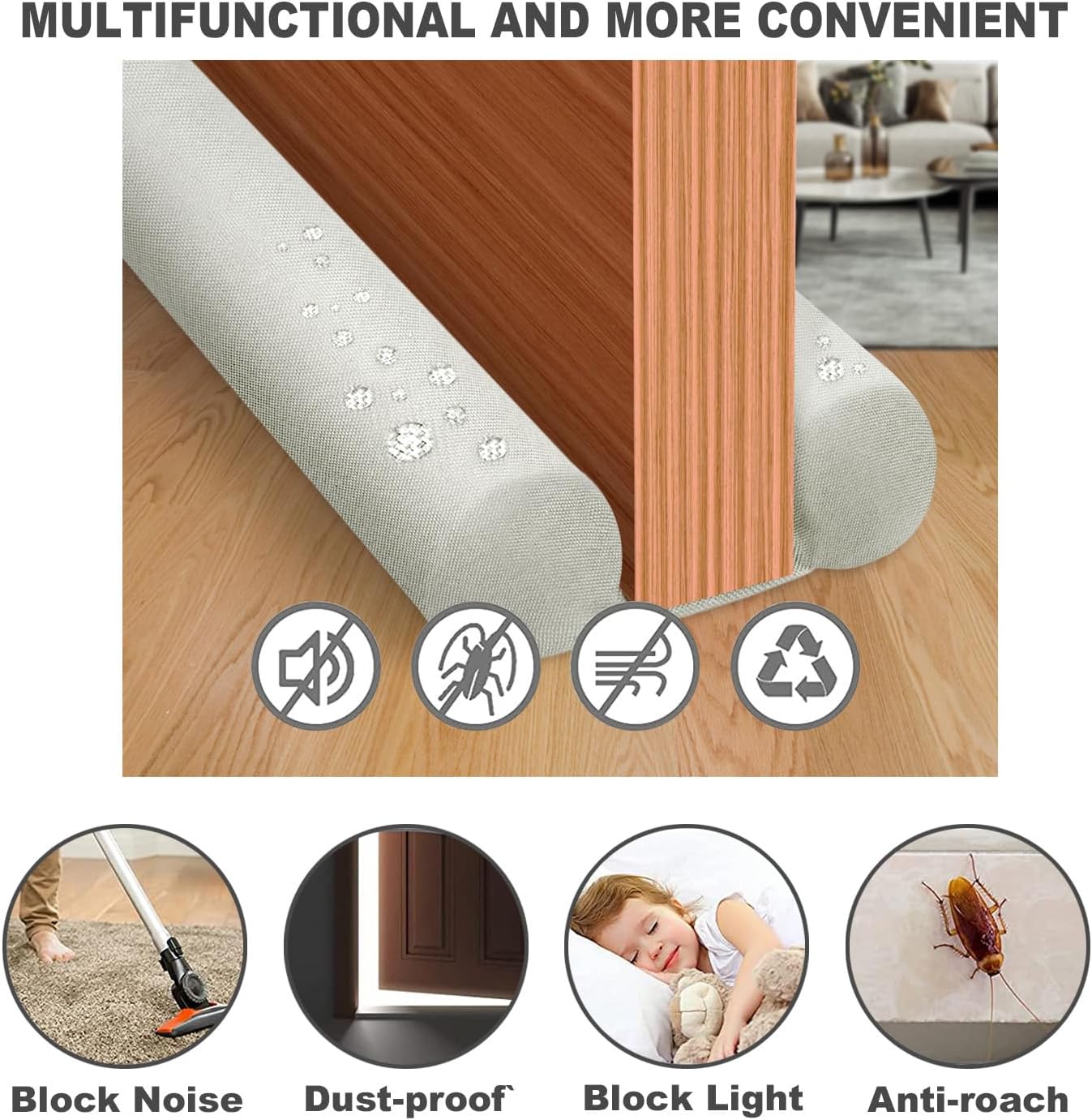 Gigbuff Cam Door Draft Stopper 30-36 Inch White