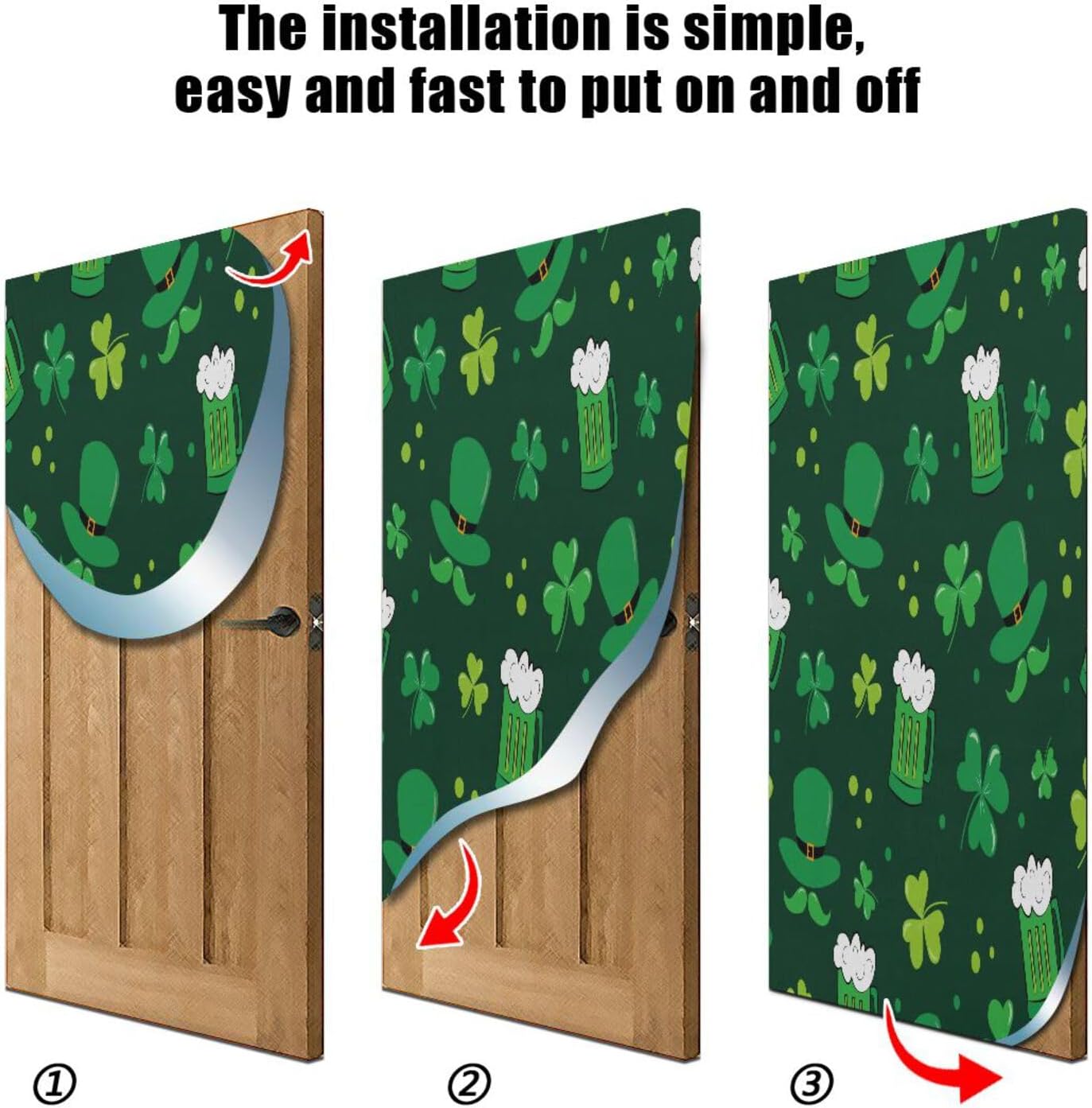 Susiyo Leprechaun Hat Mustache Halloween Door Cover 32x79 in