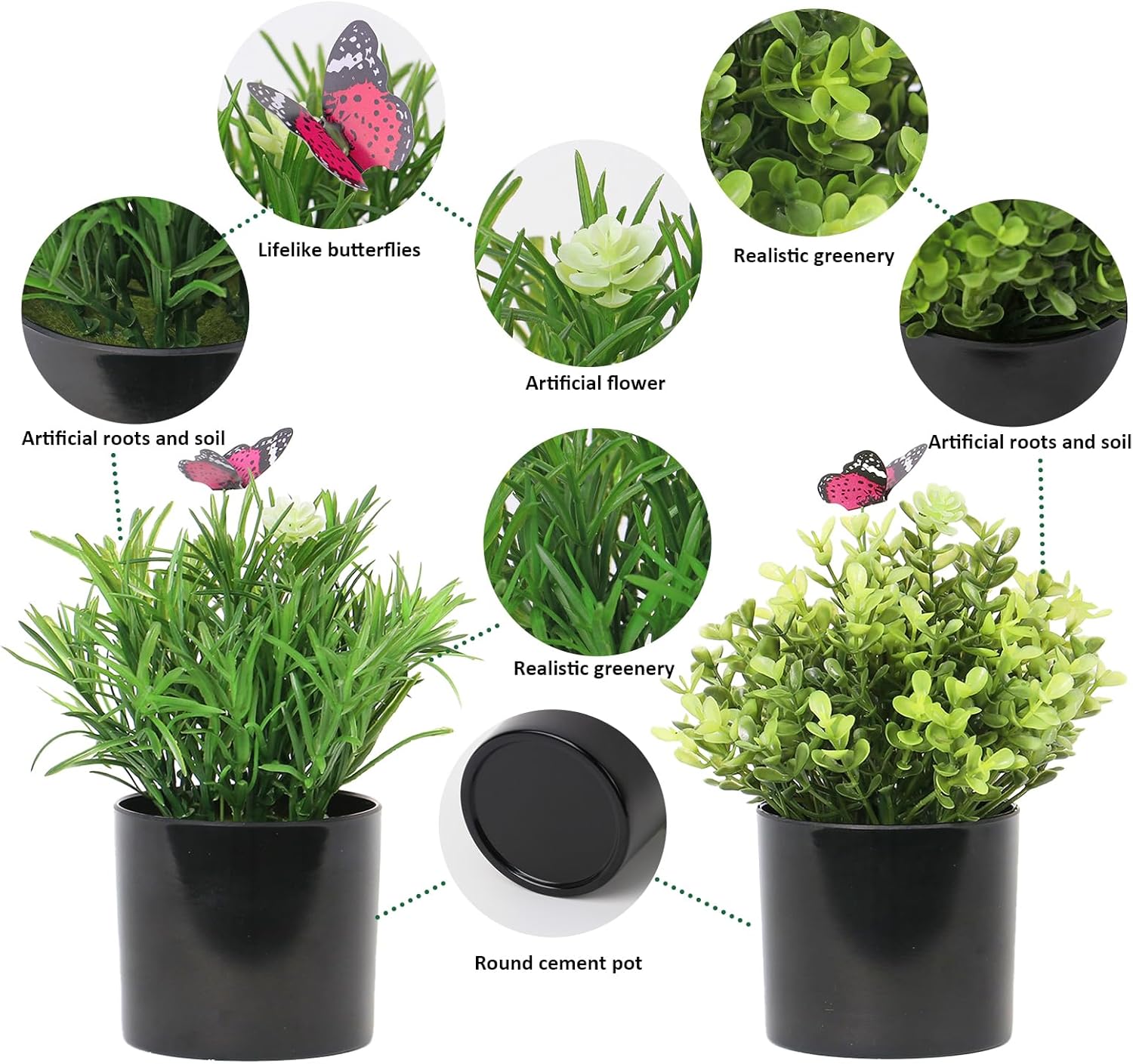 7 H Fake Plants Indoor 2 Pack Artificial Topiary Plants for Desk Office Tabletop Decoration