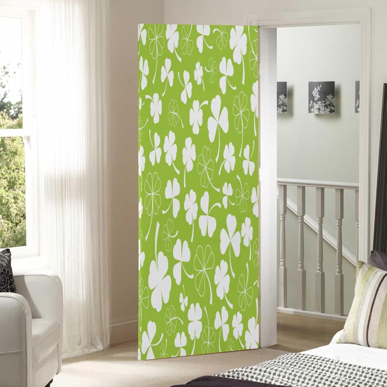 Susiyo Green Clover Halloween Door Cover 32x79 in