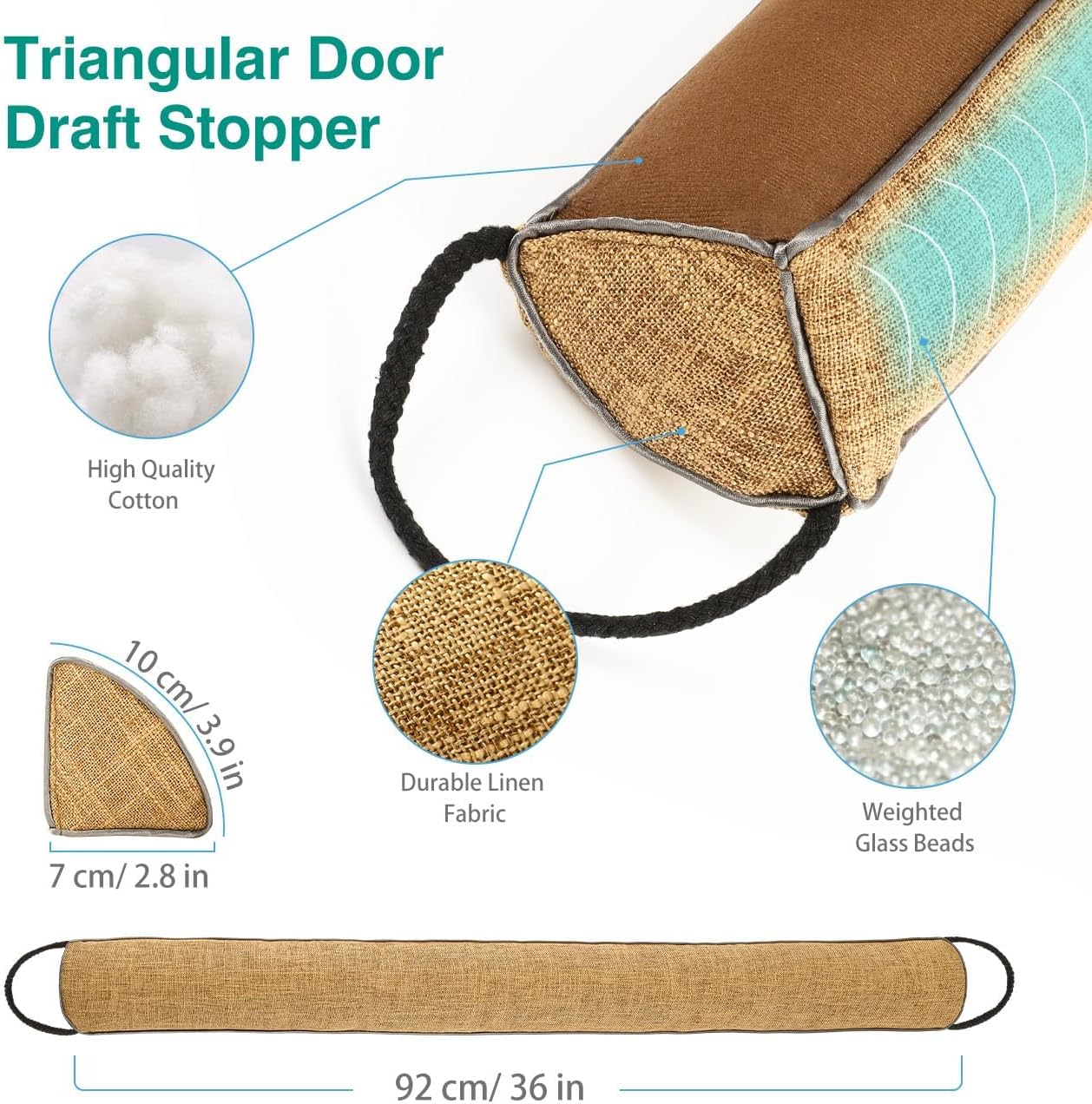 Lewondr Door Draft Stopper 36 Inch Triangle Design
