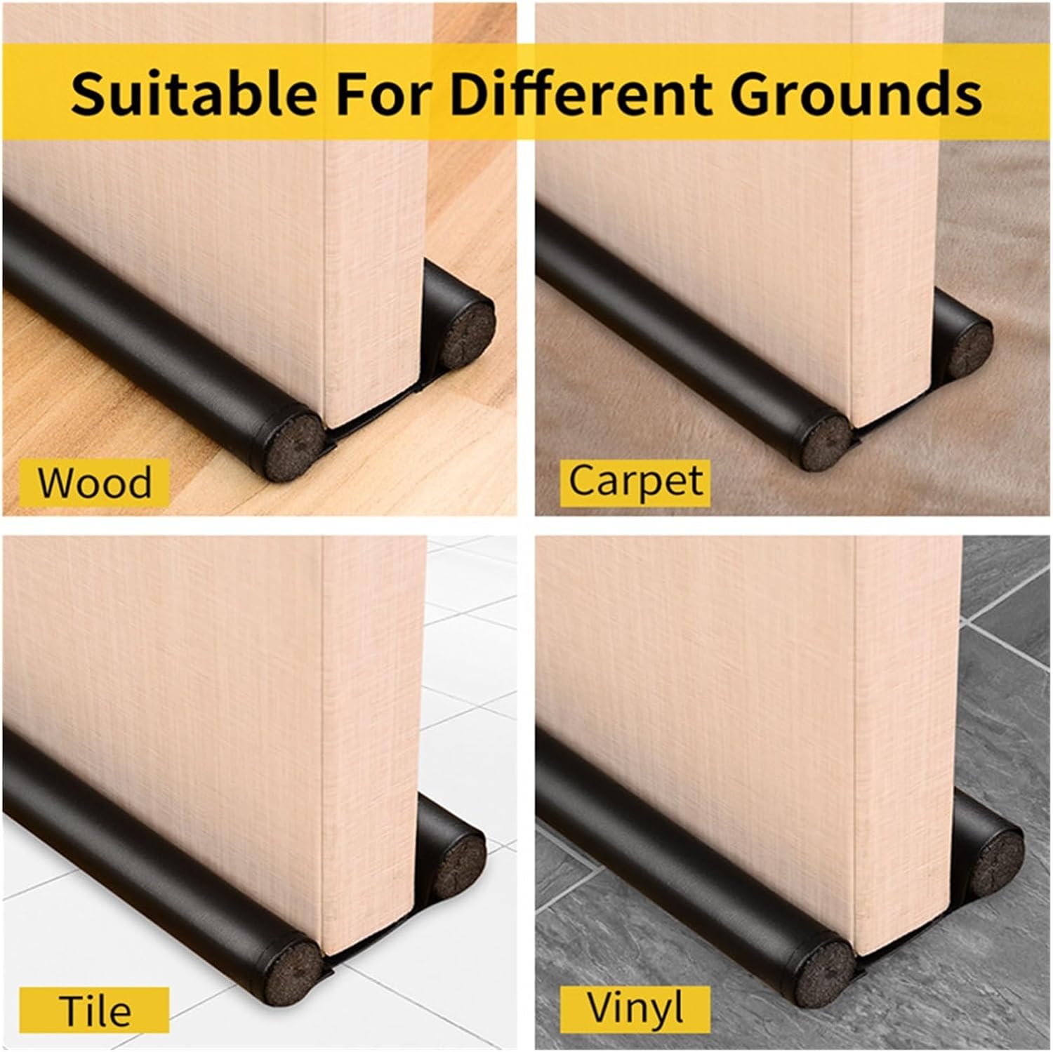Generic PU Leather Door Bottom Sealing Strip Draft Blocker Guard