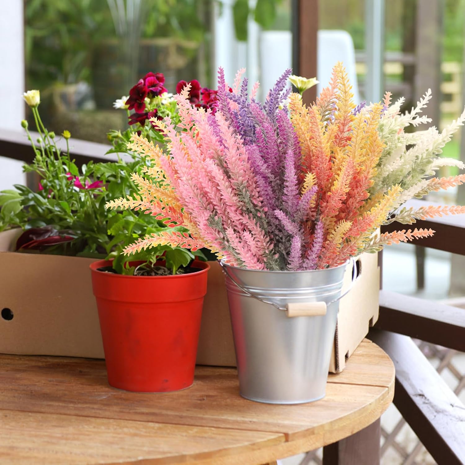 RECUTMS 12 Pcs Artificial Lavender Bouquet UV Resistant DIY Floral Centerpieces