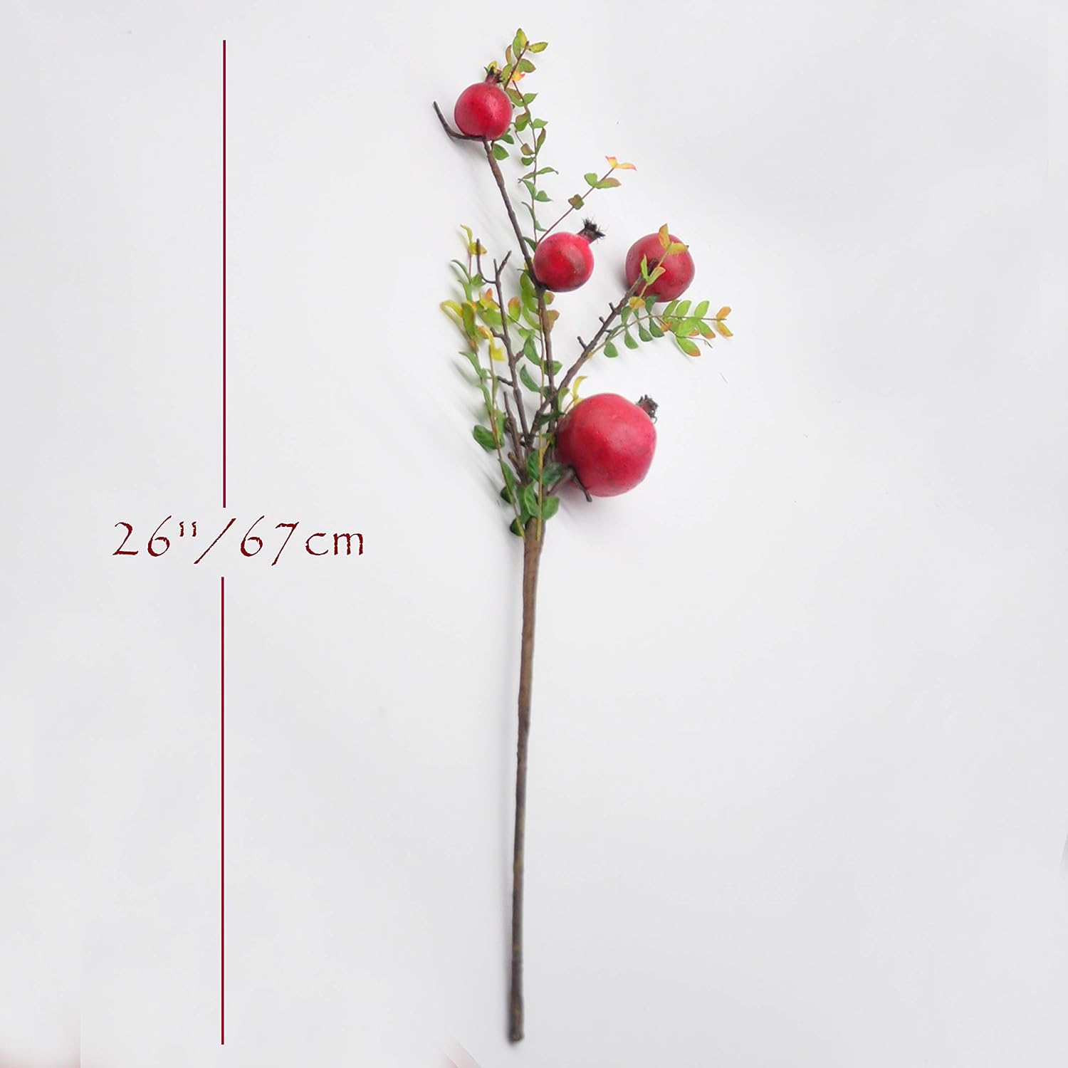 3PCS 26 Inch Artificial Pomegranate Branches Red Plants for Home Office Decor
