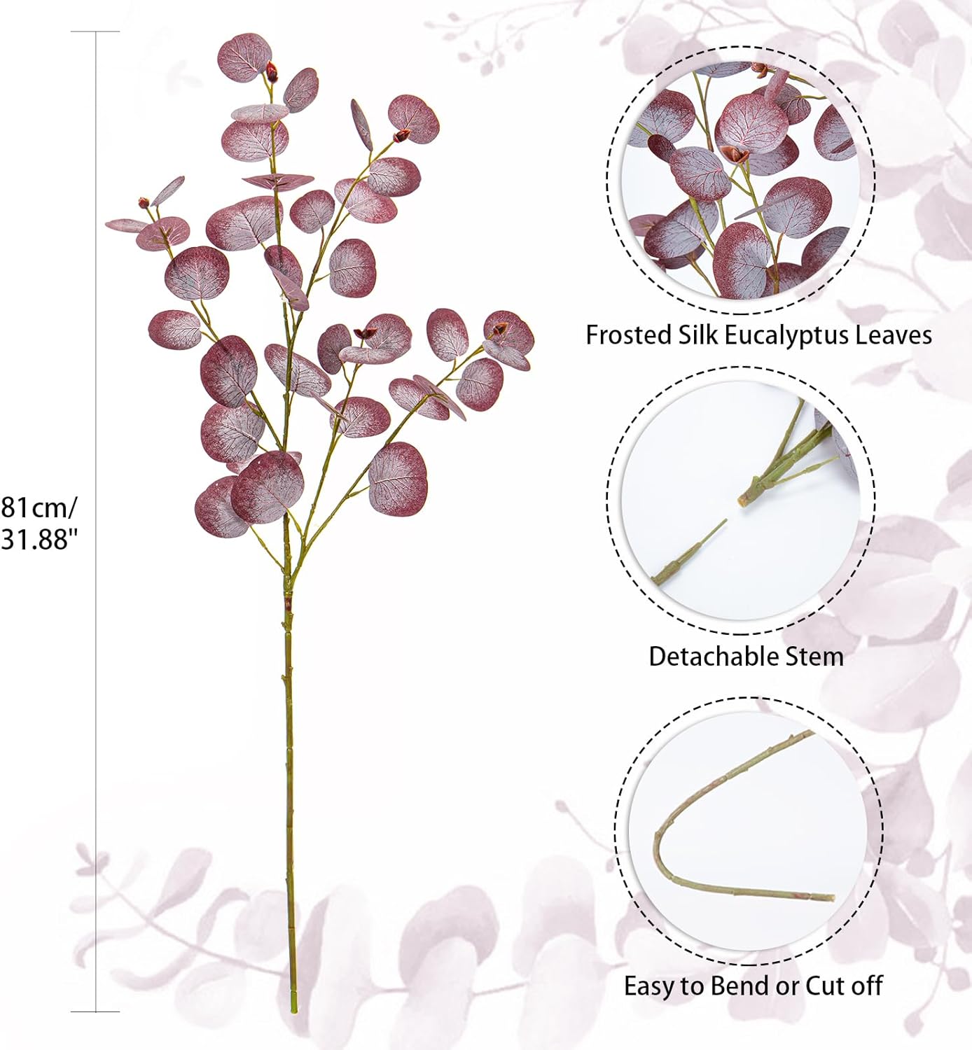 Lifelike Artificial Eucalyptus Stems 3Pcs for Home and Wedding Decor