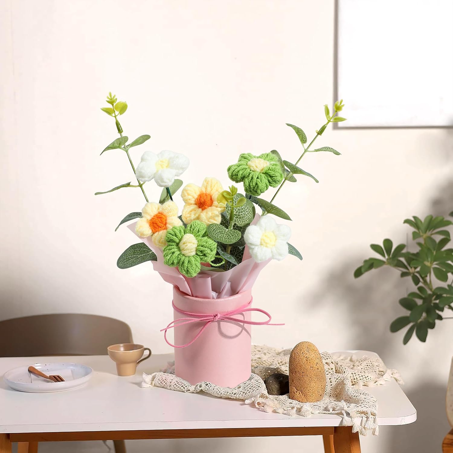 Vynora Crochet Daisy Flowers Bouquet Yellow