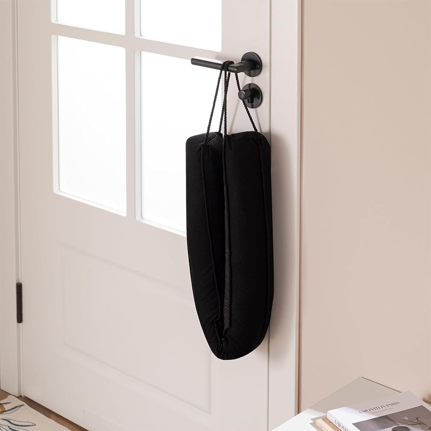 48 Inch Door Draft Stopper with Removable Cover Black