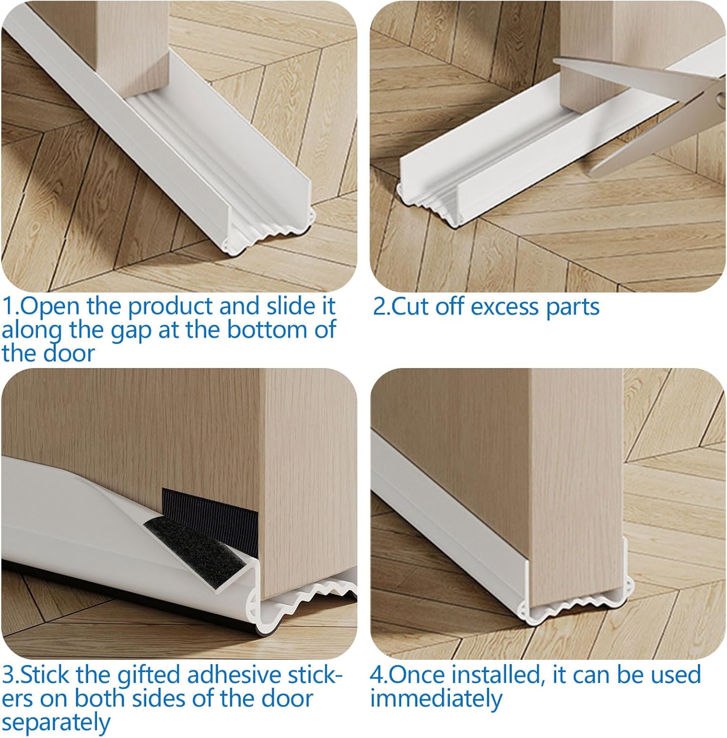 INCREWAY 39 Inch Free Cutting Door Draft Blocker Stopper Insulator Weather Stripping Noise Stopper Strong Adhesive White