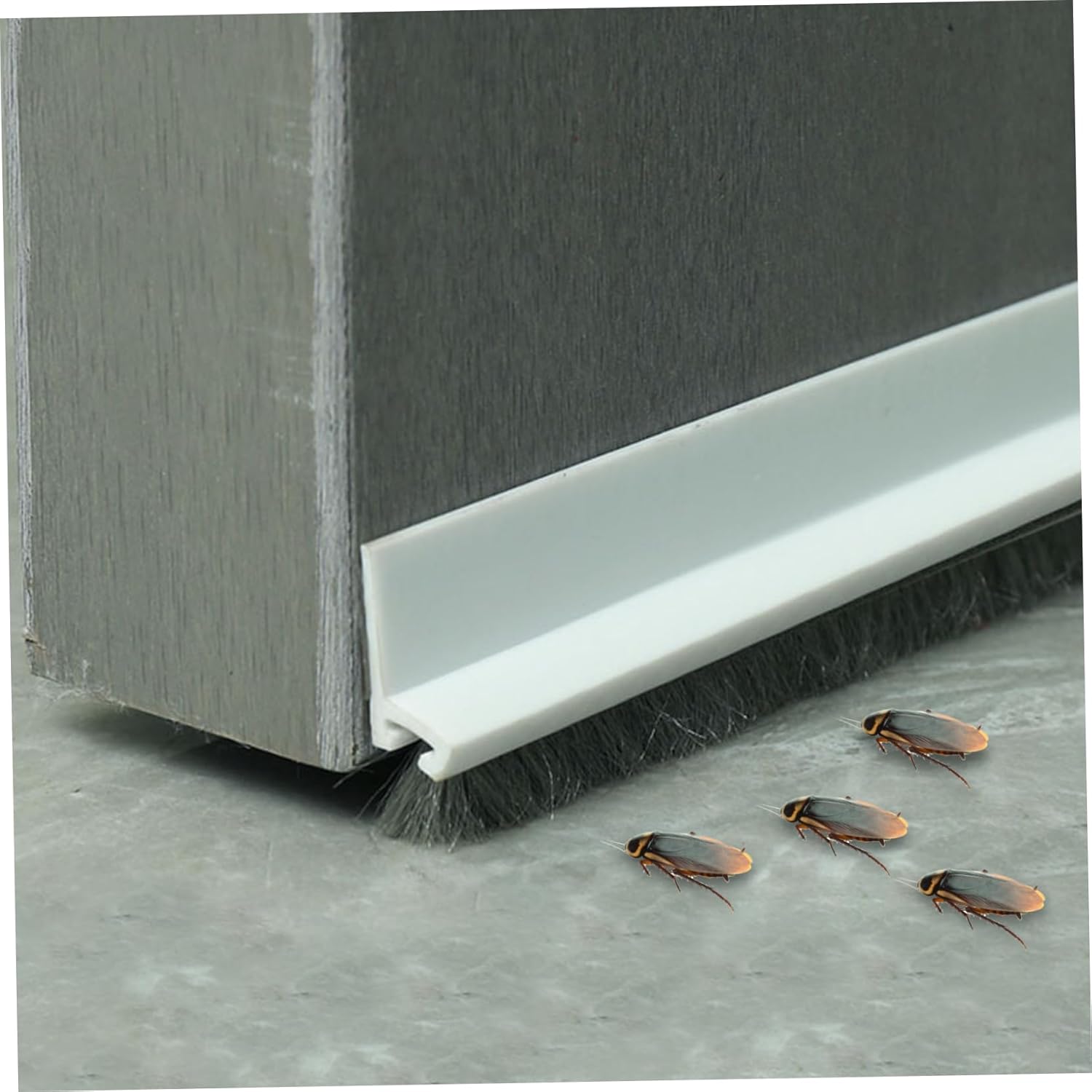 Door Draft Stopper with Brush - White 394x21inch