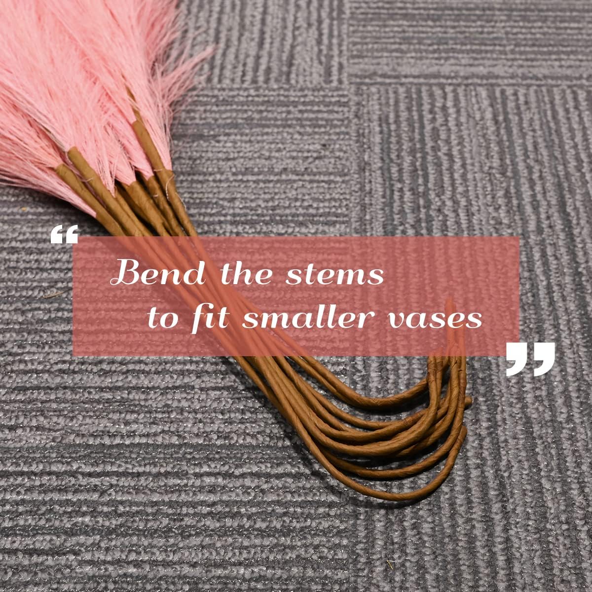 U-LIAN 12PCS Pink Faux Pampas Grass 24 Inch Decor Set